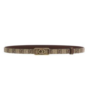Gucci Women’s Interlocking G Buckle Thin Belt Beige Ebony110cm 751556